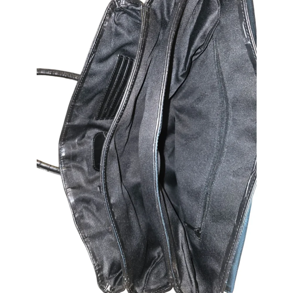 Vintage Kenneth Cole Reaction Black Faux Leather Crocodile Pattern Briefcase Bag - Picture 6 of 16